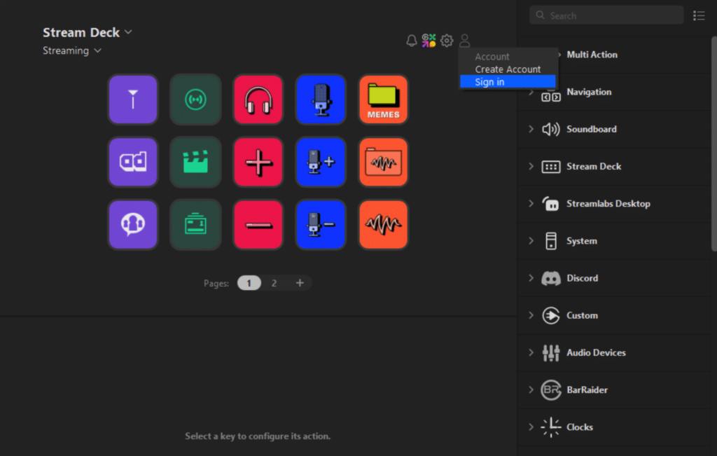 Elgato Stream Deck Software Screen